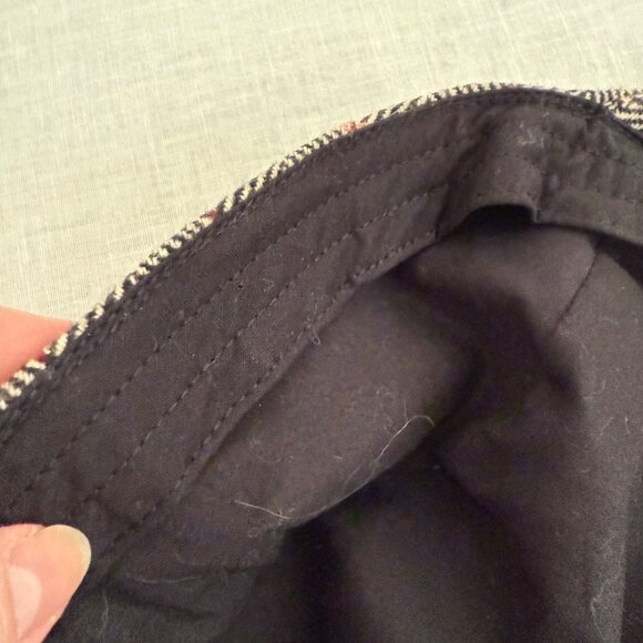 Handmade Mens Large Herringbone Pattern Wool Flat Cap Gray Plaid Newsboy - Picture 9 of 11